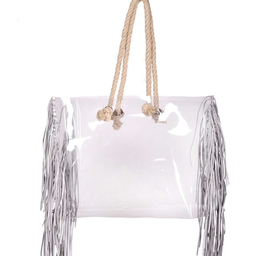 Clear Bag with Fringe Detail